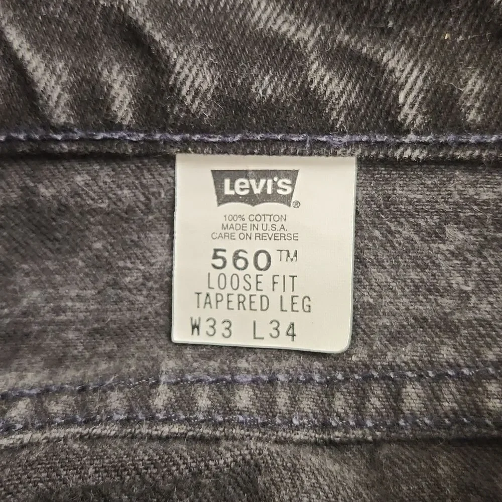 Vintage 1995 Levi's 560 Loose Fit Tappered Leg Orange Tab Denim Jeans 33 x 34